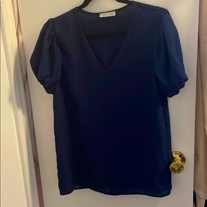 Navy Blue Chiffon Work Shirt